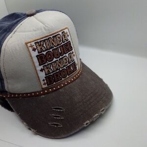 Hand Crafted Distressed Cap - Blue and Brown